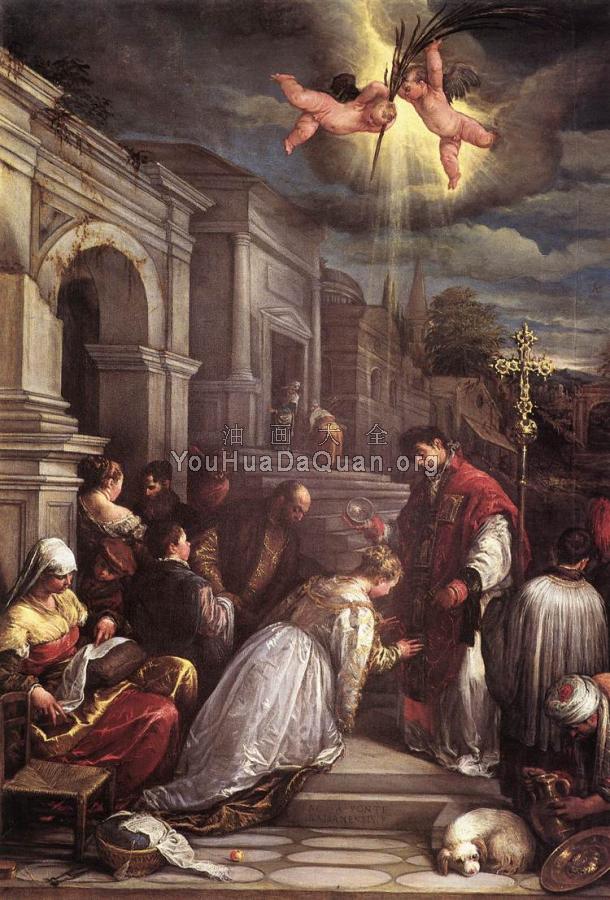 St valentine Baptizing St Lucilla - 雅格布·巴萨诺